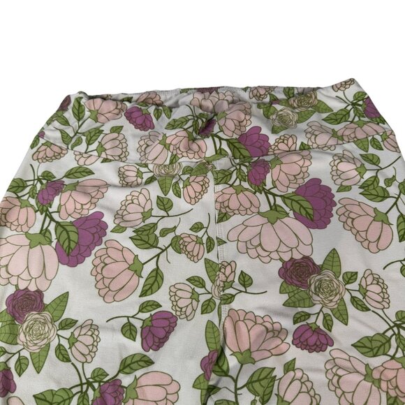 Lularoe Tall & Curvy Super Soft Floral Leggings Shades of Pink and Green - Picture 2 of 5